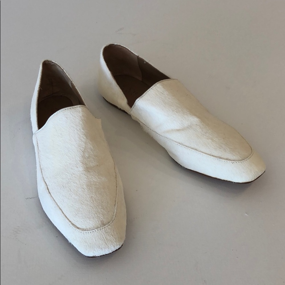 Zara Trafaluc cream ponyhair flat loafers NWOT
